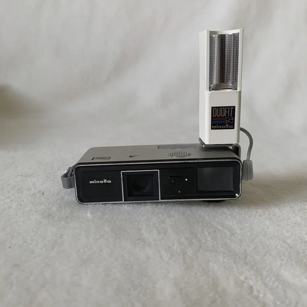 Vintage Minolta 16-Ps Film Spy Camera Kit w Flash, Clamp, Film, Manuals Box MINT